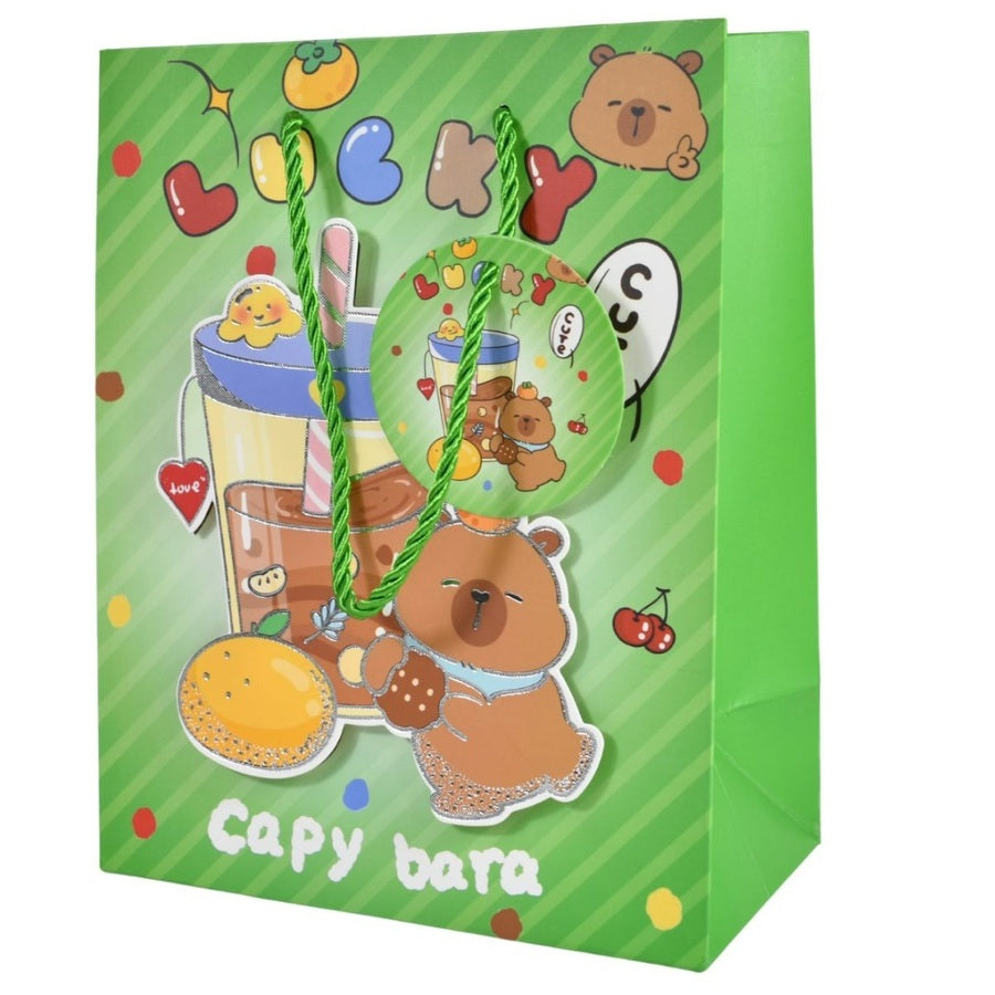 Bolsa de papel para regalos  capybara verde 32 x 26cm