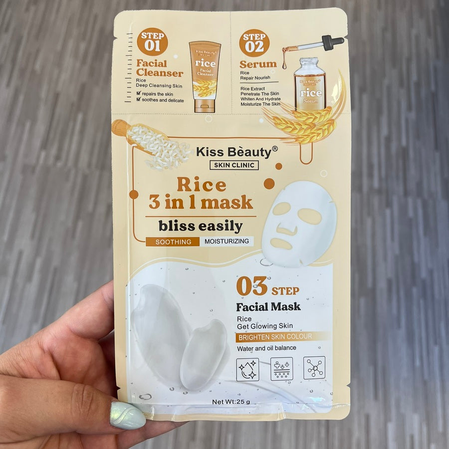 Mascarilla facial 3 pasos de arroz