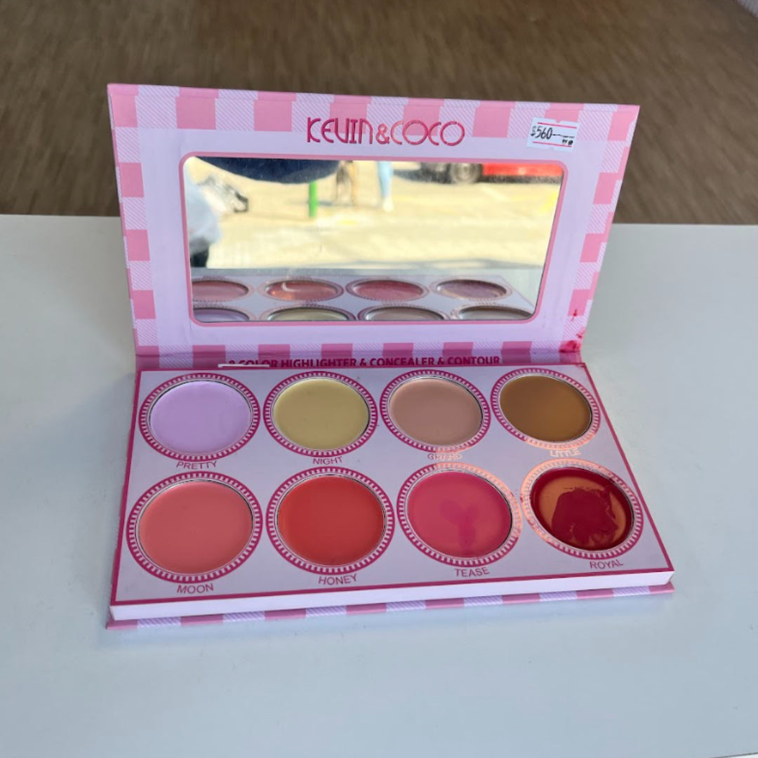 Paleta de rubores y correctores en crema