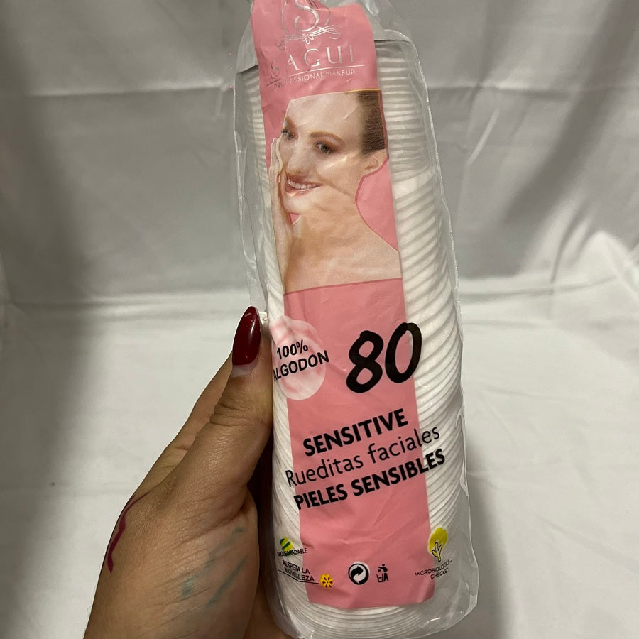Discos de algodón pieles sensibles 80u
