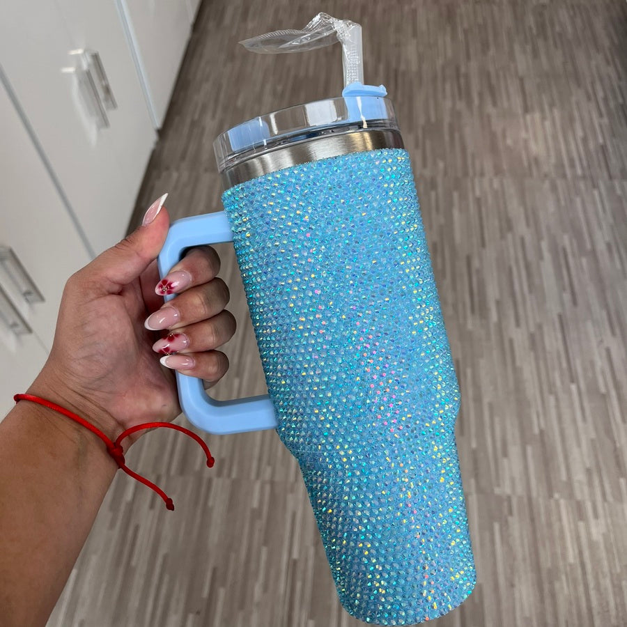 Vaso trendy brillos Celeste