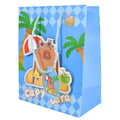 Bolsa de papel para regalos capybara celeste 32 x 26