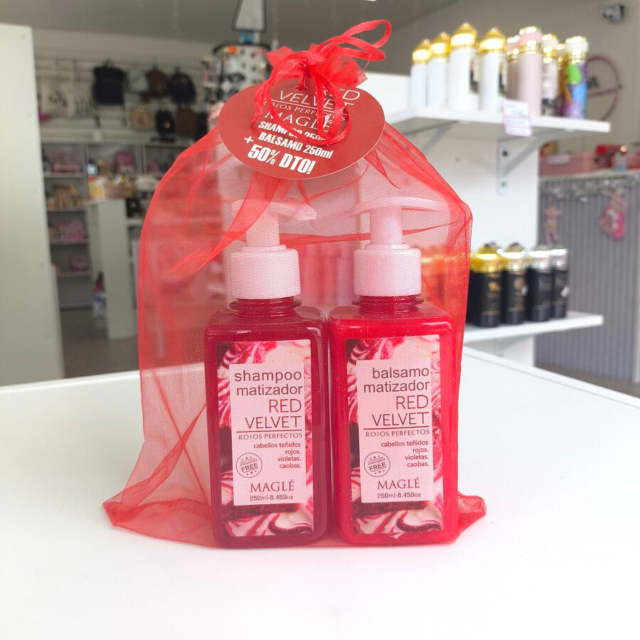 Shampoo 250ml + balsamo matizador 250ml Red Velvet