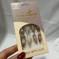 Set uñas press on moño party legends