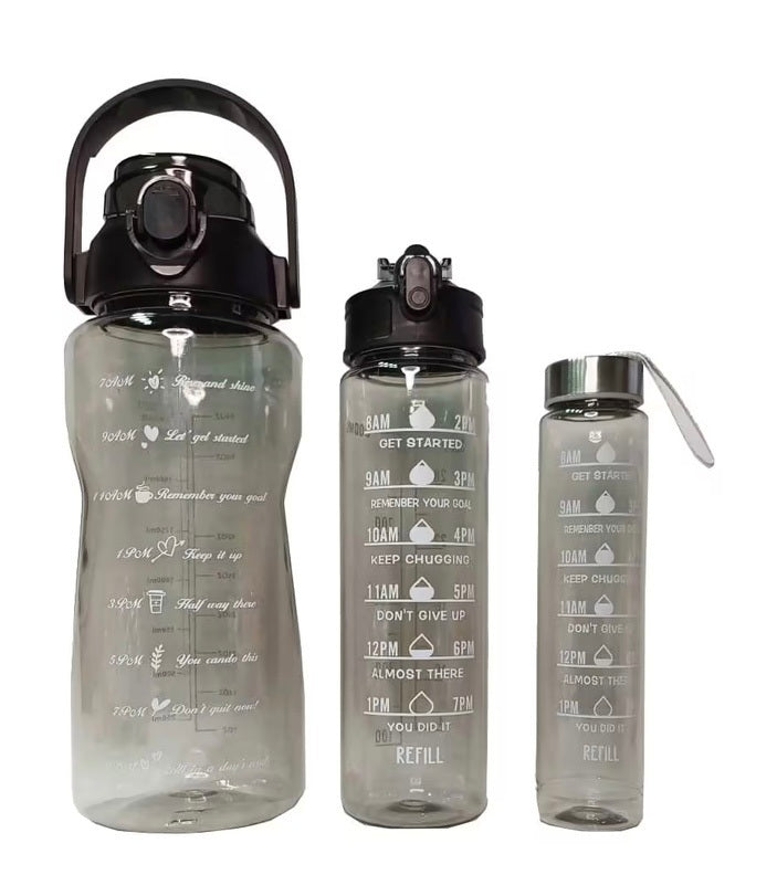 Set x3 botellas motivacionales negras