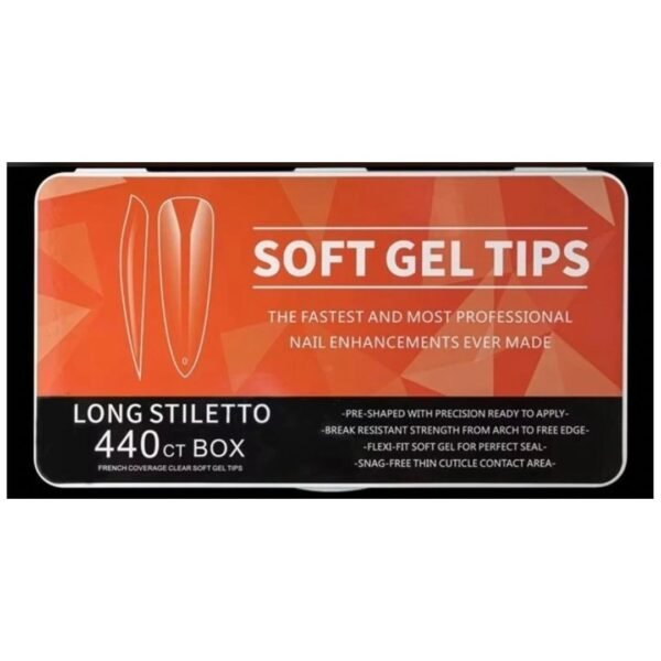 Tips Soft Gel Long Stiletto 440 pzas
