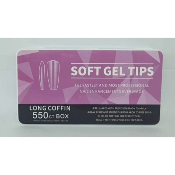 Tips Soft Gel long Coffin 550 pzas