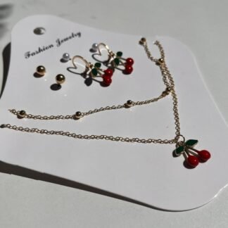 Set collares + caravanas cereza