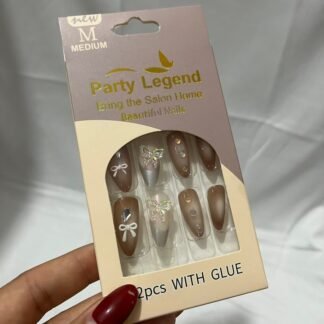 Set uñas press on moño party legends
