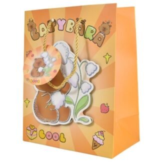 Bolsa de papel para regalos capybara naranja 32 x 26 cm